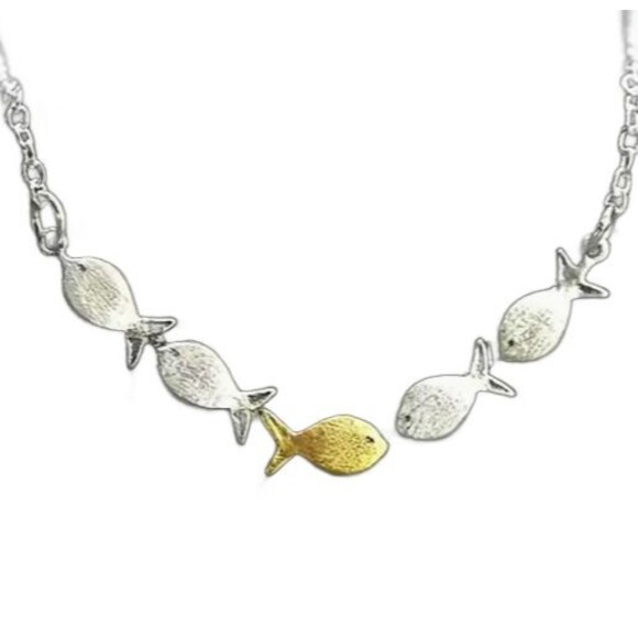 Charming Gold Silver Fish Necklace Fishing - Picture 8 of 8